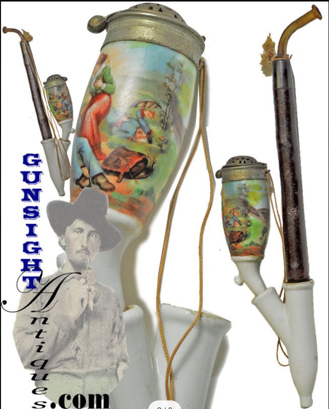 Civil War era Military Motif - import PORCELAIN TOBACCO PIPE - Image 2