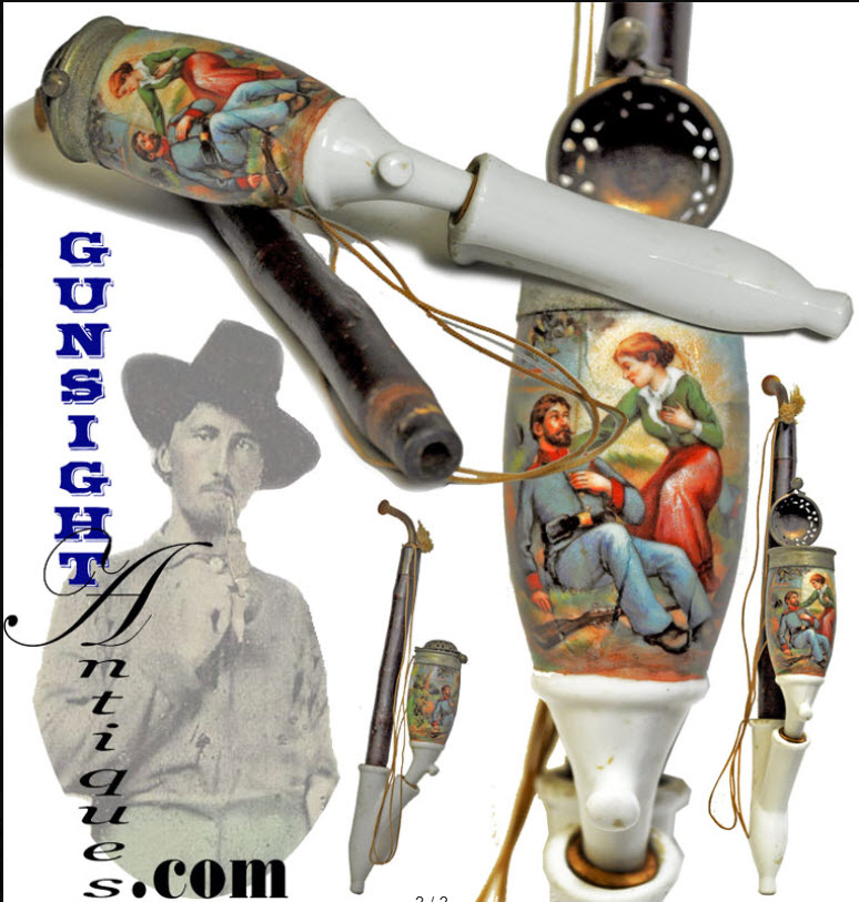 Civil War era Military Motif - import PORCELAIN TOBACCO PIPE - Image 3