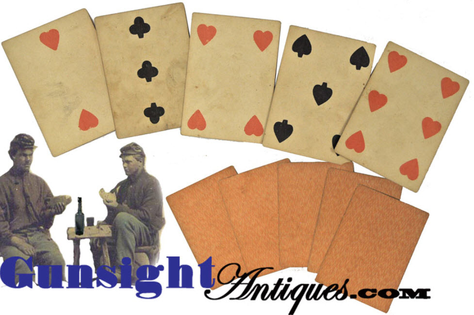 original Civil War vintage poker hand of - Samuel Hart & Co. PLAYING CARDS
