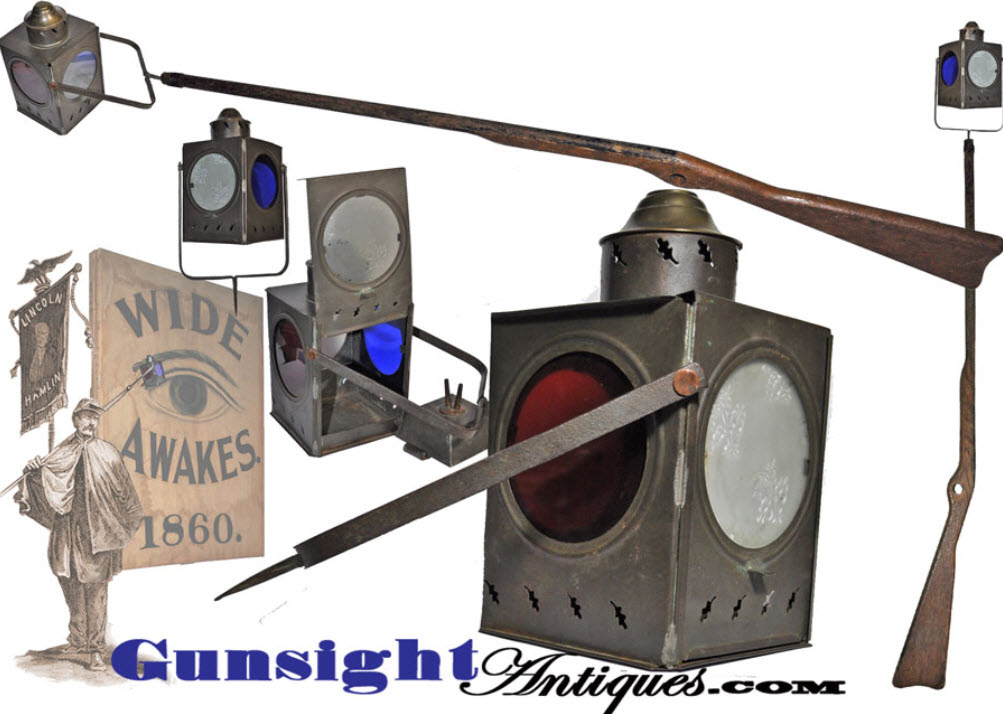 especially desirable!   Red ? White & Blue Lincoln CAMPAIGN  PARADE LANTERN
