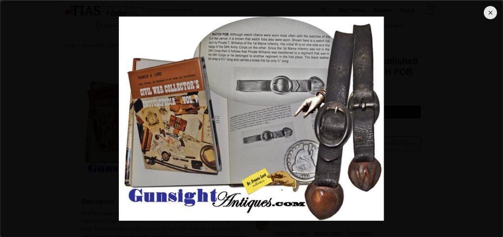 Dr. Francis Lord collection ? published - IDENTIFIED CIVIL WAR WATCH FOB