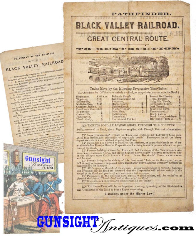 Civil War era - Railroad theme - TEMPERANCE HANDBILL