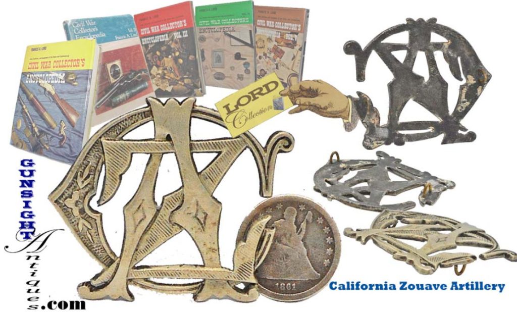 Dr. Francis Lord collection  -  Civil War vintage California Artillery Zouaves  -  UNIFORM DEVICE