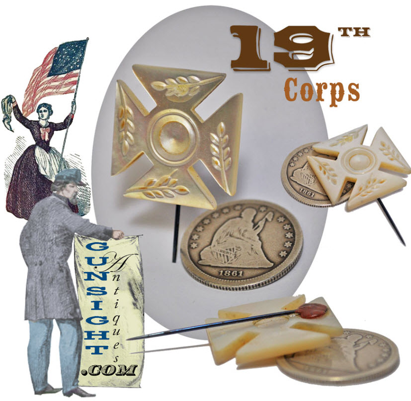 Civil War vintage Mother of Perl - 19th CORPS BADGE