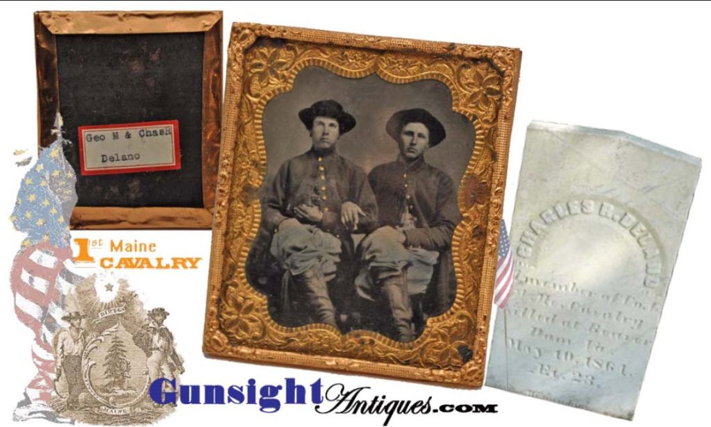 1st  Maine Cavalry Delano Brothers - 6th plate TINTYPE