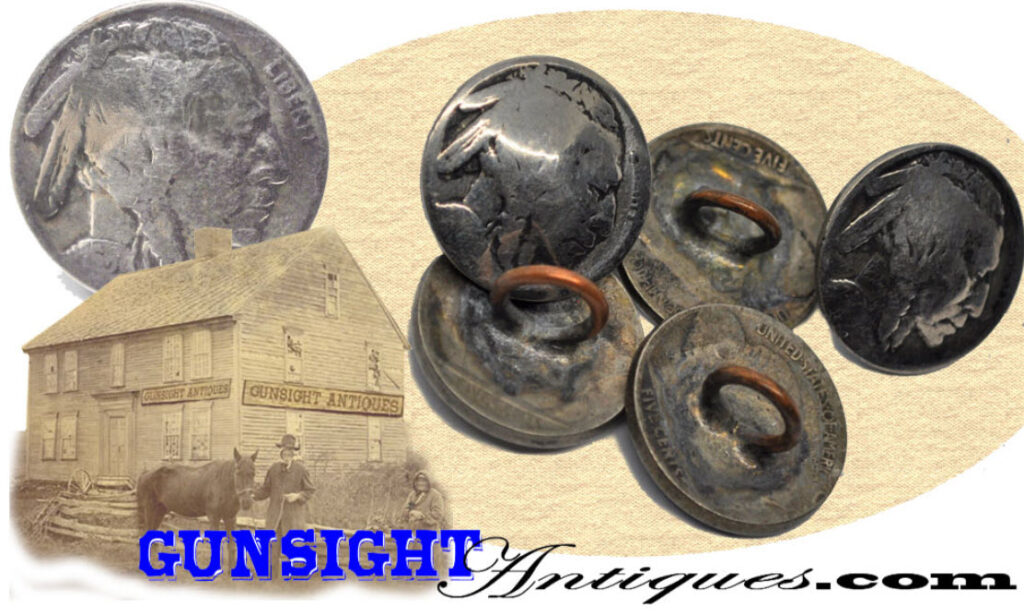 set of 5 –  hand crafted Buffalo Nickle -BUTTONS